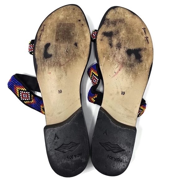 Bisou Bisou Southwest Beaded Slide Flat Sandal 10 - Picture 5 of 6